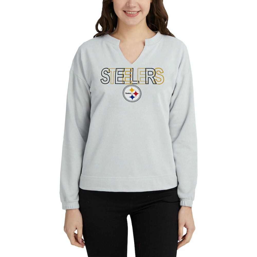 Pittsburgh Steelers Concepts Sport Women's Sunray Notch Neck Long Sleeve Top Gray