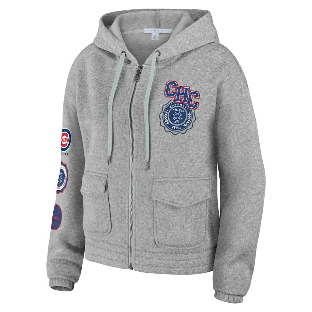 Chicago Cubs WEAR by Erin Andrews Women's Full-Zip Hoodie - Gray Hoodies
