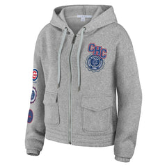 Chicago Cubs WEAR by Erin Andrews Women's Full-Zip Hoodie - Gray Hoodies
