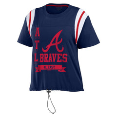 Atlanta Braves WEAR by Erin Andrews Women's Cinched Colorblock T-Shirt - Navy T-shirts