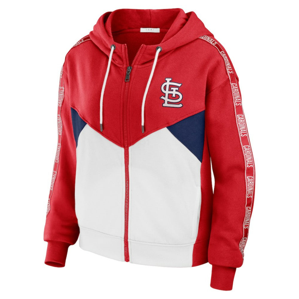 St. Louis Cardinals WEAR by Erin Andrews Women's  Color Block Full-Zip Hoodie - Red/White Hoodies