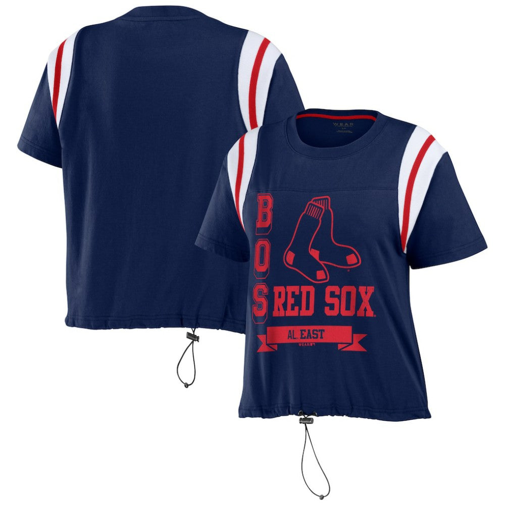 Boston Red Sox WEAR by Erin Andrews Women's Cinched Colorblock T-Shirt - Navy T-shirts