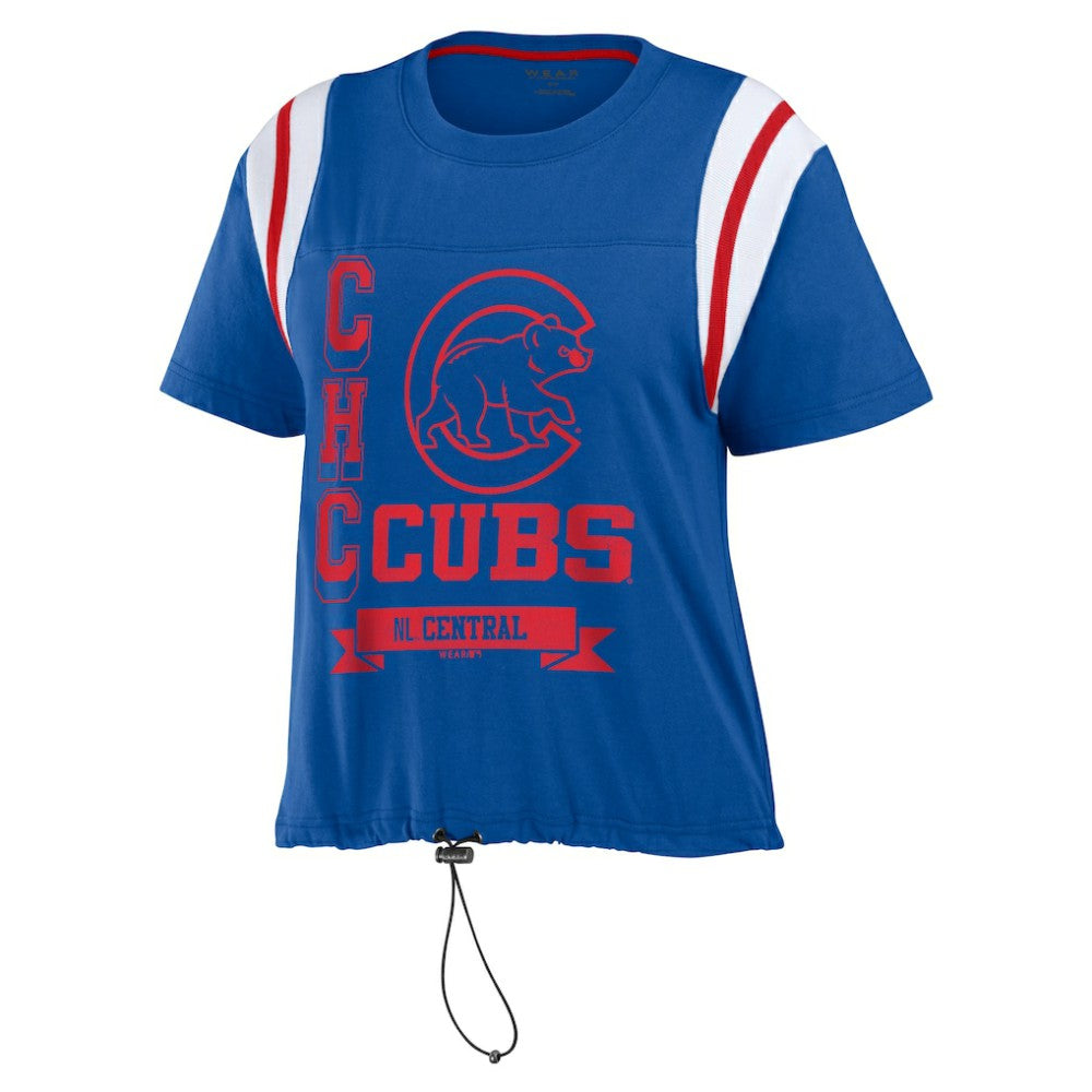 Chicago Cubs WEAR by Erin Andrews Women's Cinched Colorblock T-Shirt - Royal T-shirts