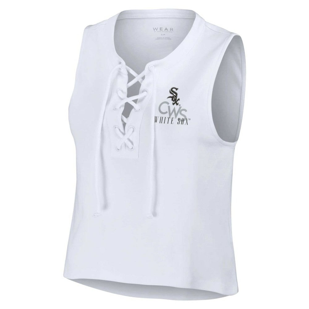 Chicago White Sox WEAR by Erin Andrews Women's Lace-Up Tank Top - White Tanks