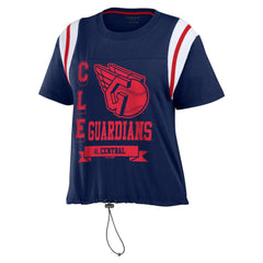 Cleveland Guardians WEAR by Erin Andrews Women's Cinched Colorblock T-Shirt - Navy T-shirts