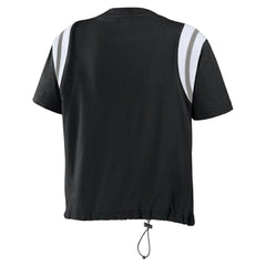 Chicago White Sox WEAR by Erin Andrews Women's Cinched Colorblock T-Shirt - Black T-shirts