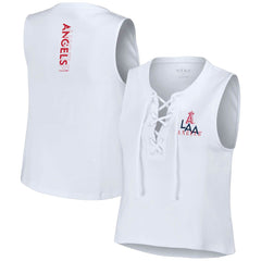 Los Angeles Angels WEAR by Erin Andrews Women's Lace-Up Tank Top - White Tanks