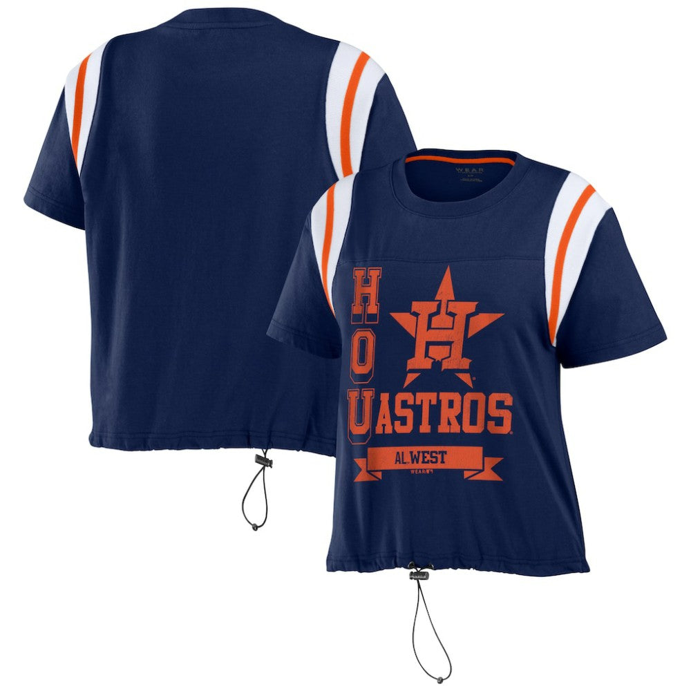 Houston Astros WEAR by Erin Andrews Women's Cinched Colorblock T-Shirt - Navy T-shirts