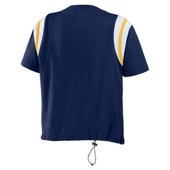 Milwaukee Brewers WEAR by Erin Andrews Women's Cinched Colorblock T-Shirt - Navy T-shirts