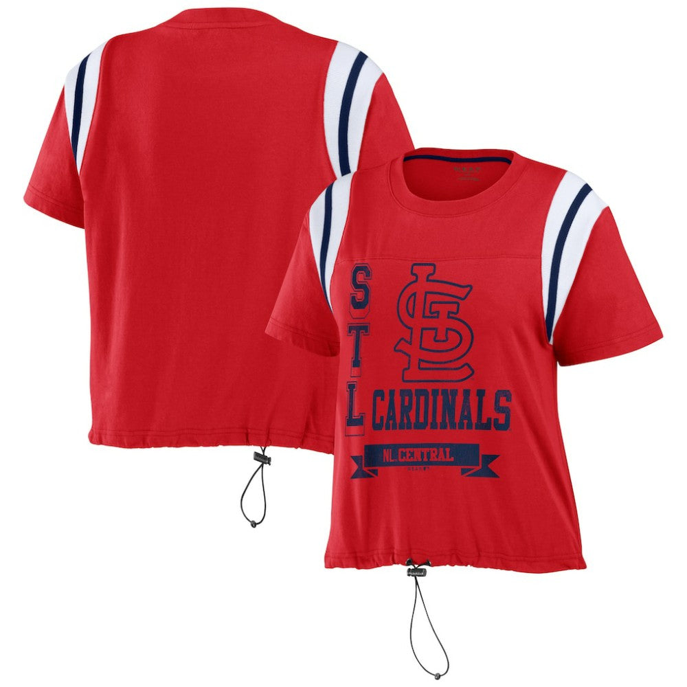 St. Louis Cardinals WEAR by Erin Andrews Women's Cinched Colorblock T-Shirt - Red T-shirts