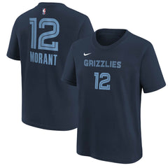 Ja Morant Memphis Grizzlies Youth Icon Name & Number T-Shirt Navy