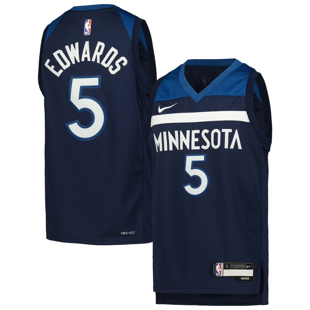 Anthony Edwards Minnesota Timberwolves Youth Swingman Jersey Icon Edition Navy