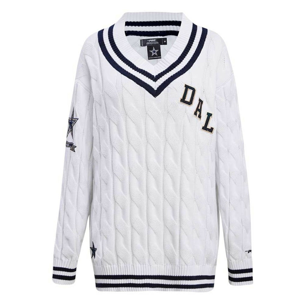Dallas Cowboys Pro Standard Women's Prep V-Neck Pullover Sweater White