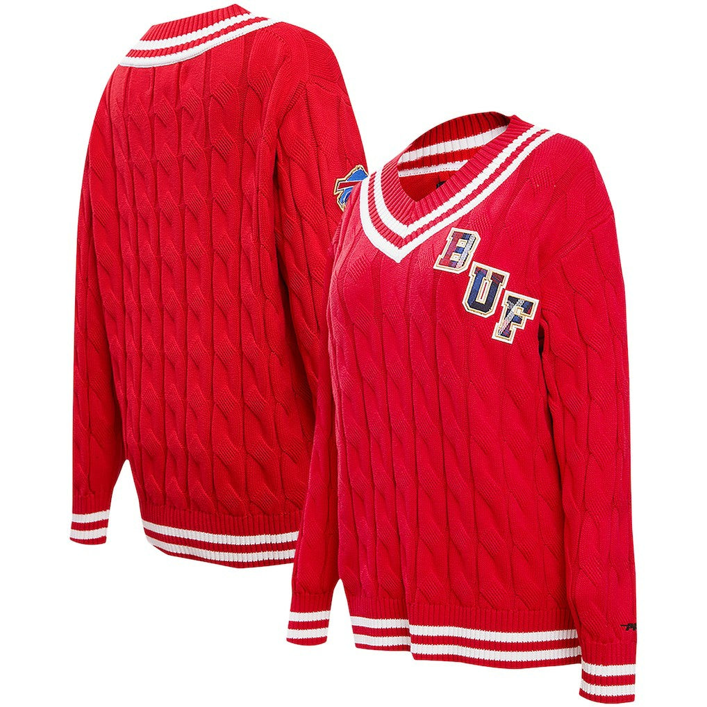 Buffalo Bills Pro Standard Women's Prep V-Neck Pullover Sweater Red