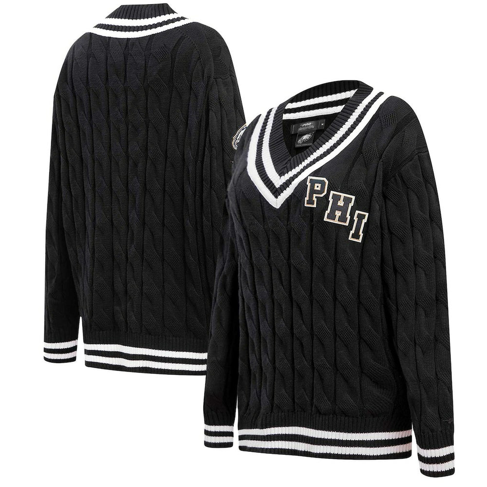 Philadelphia Eagles Pro Standard Women's Prep V-Neck Pullover Sweater Black