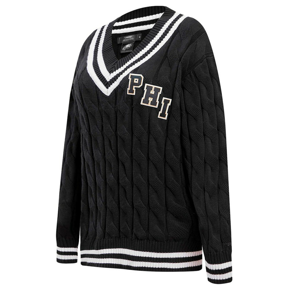 Philadelphia Eagles Pro Standard Women's Prep V-Neck Pullover Sweater Black