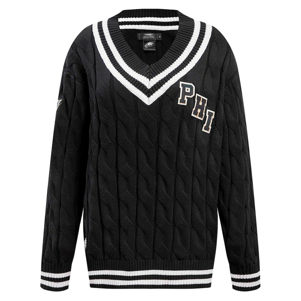 Philadelphia Eagles Pro Standard Women's Prep V-Neck Pullover Sweater Black