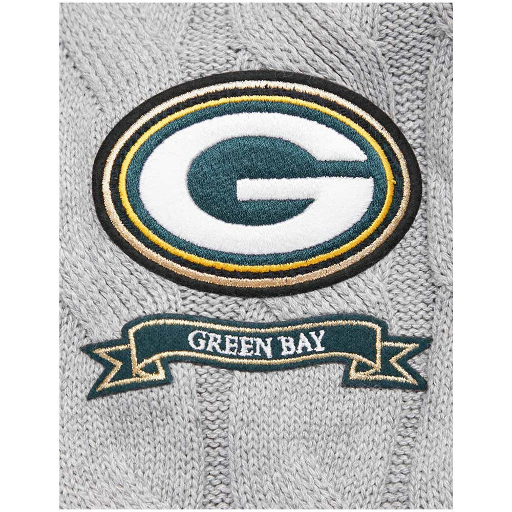 Green Bay Packers Pro Standard Women's Prep V-Neck Pullover Sweater Heather Gray