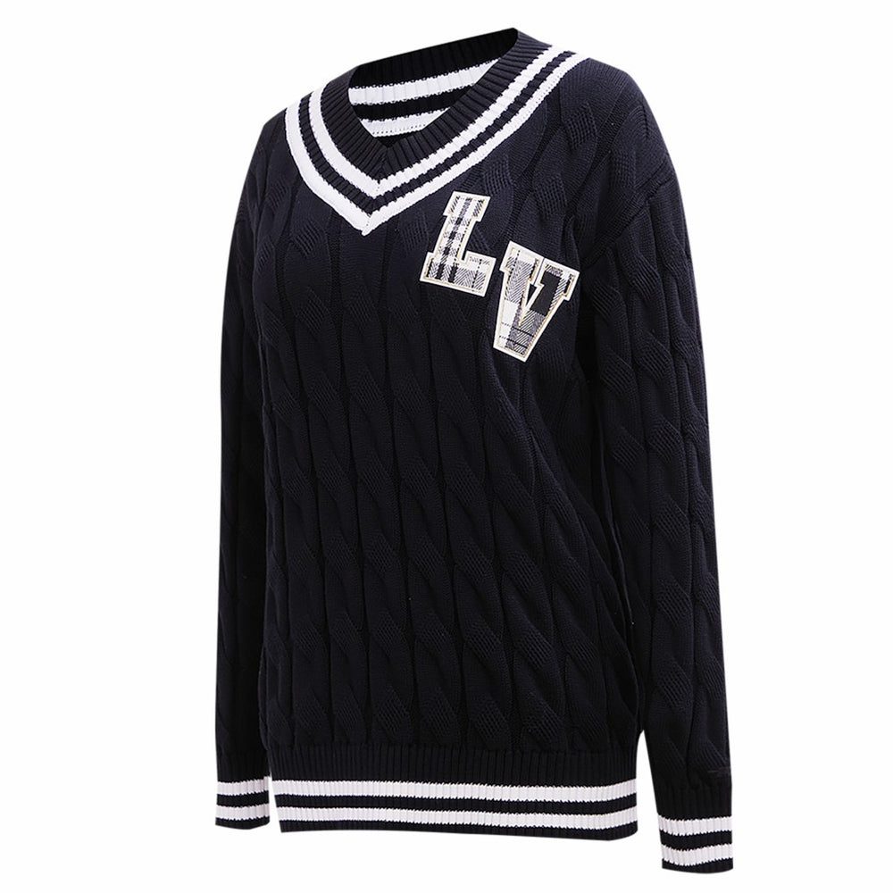 Las Vegas Raiders Pro Standard Women's Prep V-Neck Pullover Sweater Black