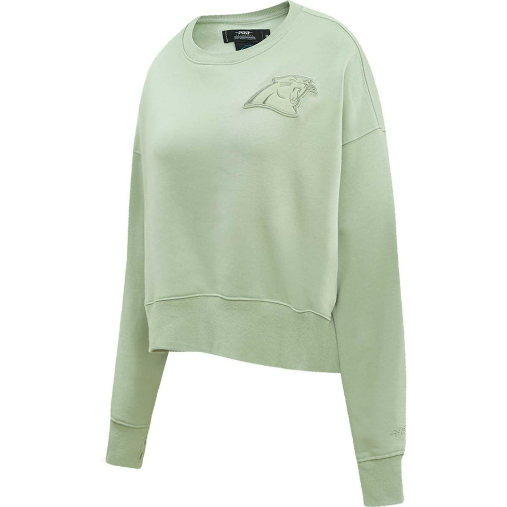 Carolina Panthers Pro Standard Women's Oversized Cropped Neutral Pullover Sweatshirt Light Green