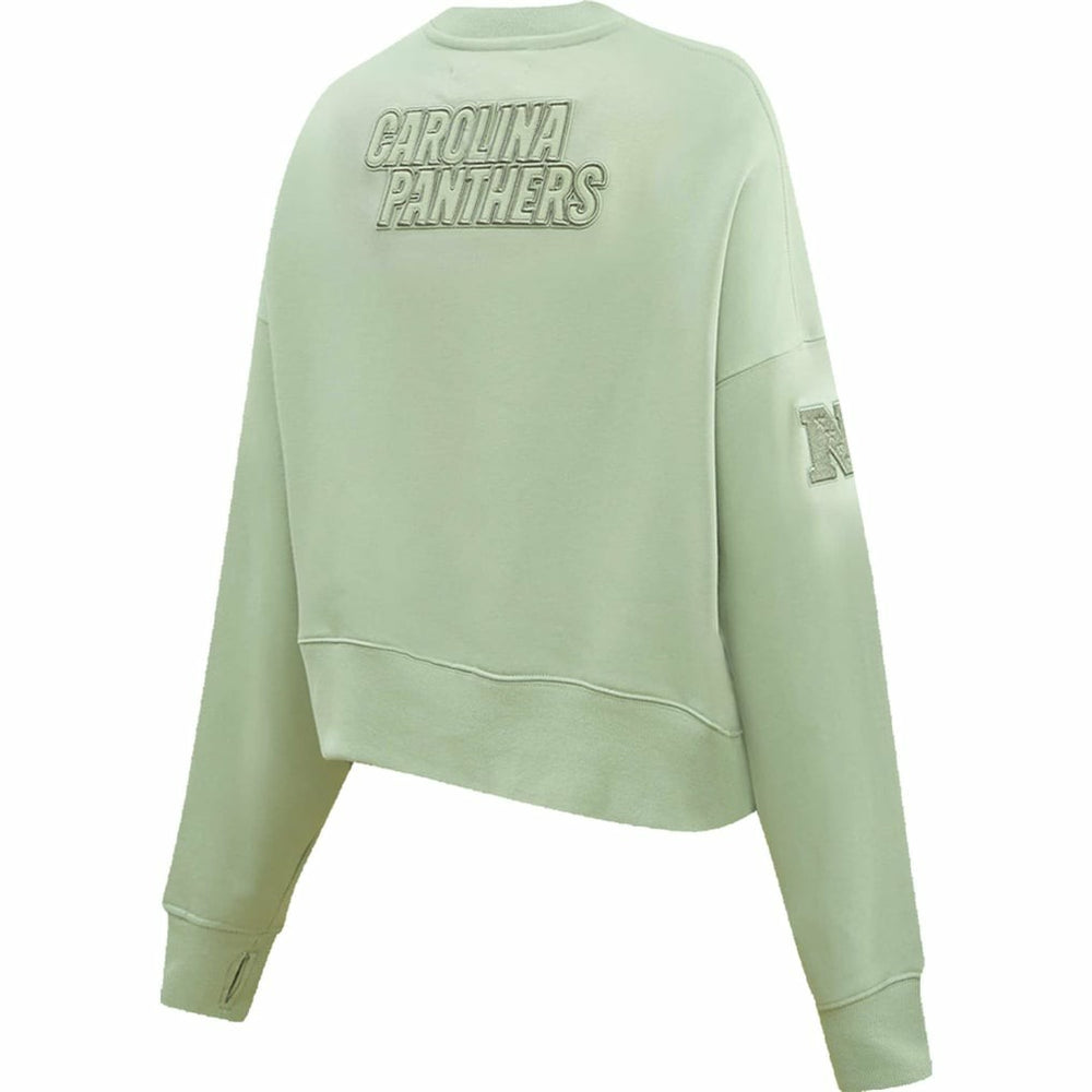 Carolina Panthers Pro Standard Women's Oversized Cropped Neutral Pullover Sweatshirt Light Green