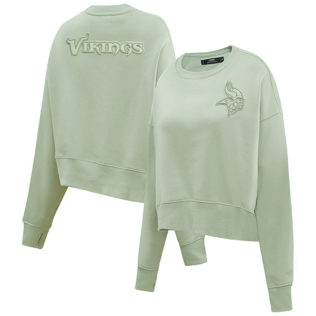 Minnesota Vikings Pro Standard Women's Oversized Cropped Neutral Pullover Sweatshirt Light Green