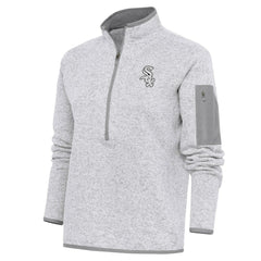 Chicago White Sox Antigua Women's Brushed Metallic Fortune Half-Zip Pullover Jacket - Heather Gray Jackets