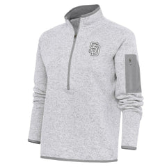 San Diego Padres Antigua Women's Brushed Metallic Fortune Half-Zip Pullover Jacket - Heather Gray Jackets