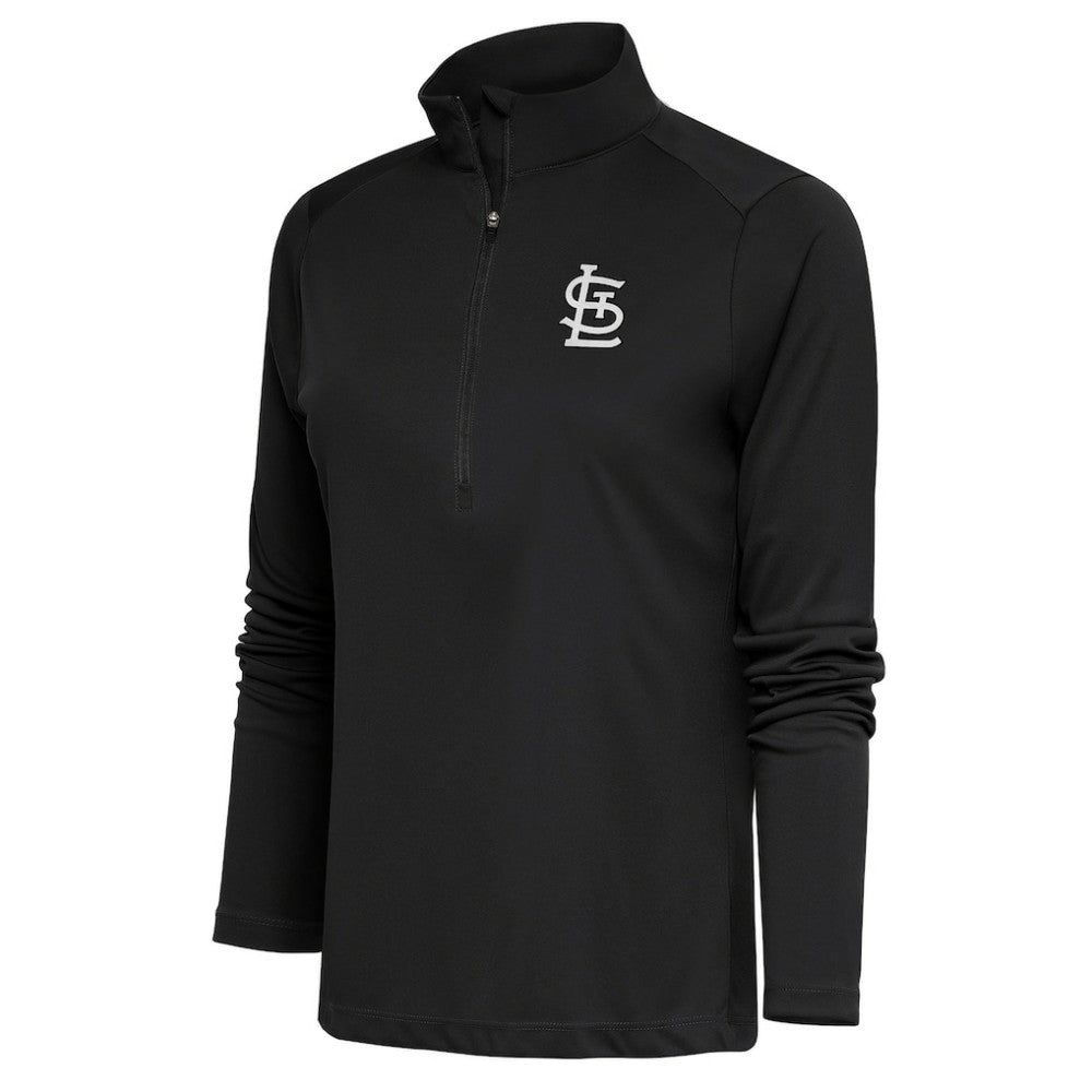 St. Louis Cardinals Antigua Women's Brushed Metallic Tribute Half-Zip Pullover Top - Gray Pullover