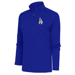 Los Angeles Dodgers Antigua Women's Brushed Metallic Tribute Half-Zip Pullover Top - Royal Pullover
