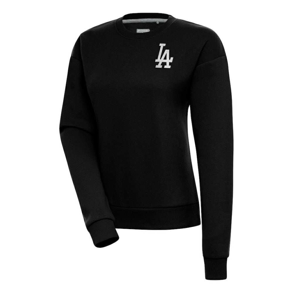 Los Angeles Dodgers Antigua Women's Brushed Metallic Victory Pullover Sweatshirt - Black Pullover