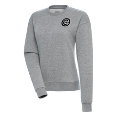 Chicago Cubs Antigua Women's Brushed Metallic Victory Pullover Sweatshirt - Heather Gray Pullover