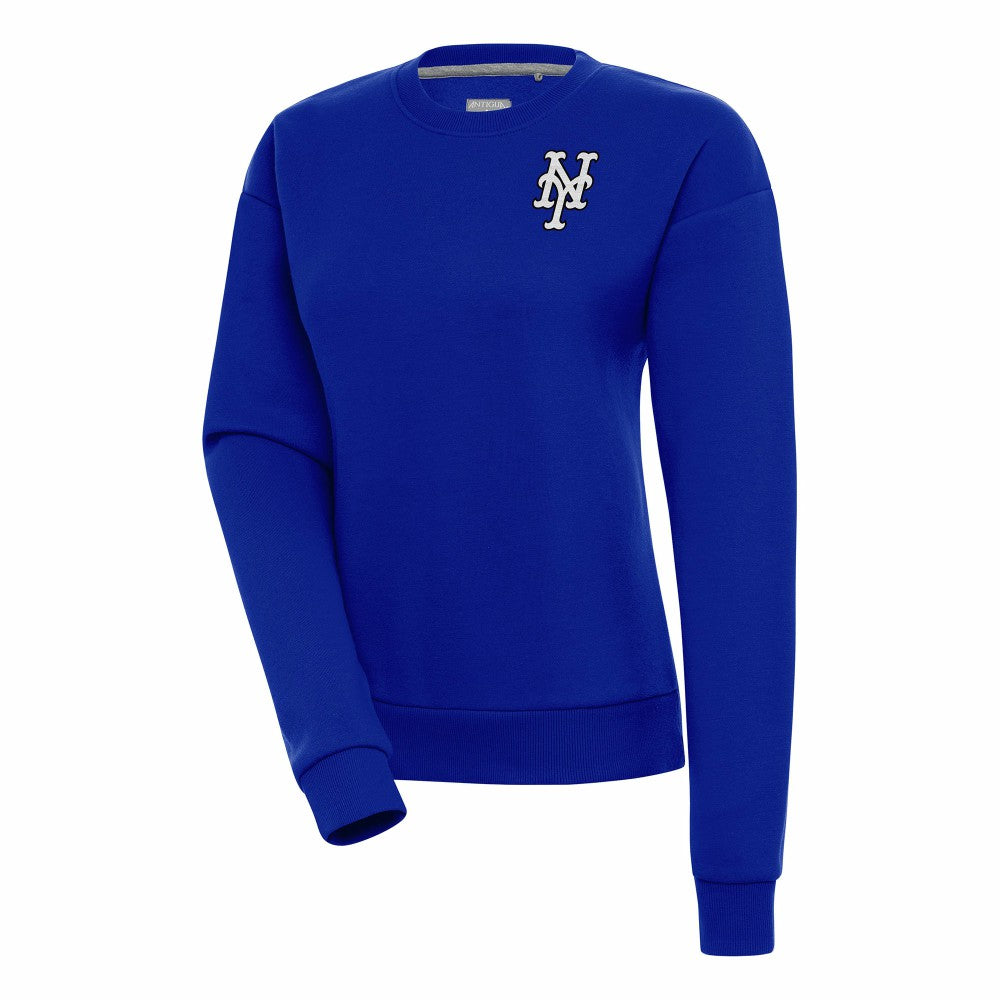 New York Mets Antigua Women's Brushed Metallic Victory Pullover Sweatshirt - Royal Pullover
