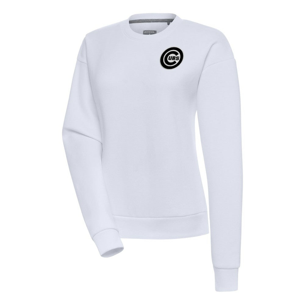Chicago Cubs Antigua Women's Brushed Metallic Victory Pullover Sweatshirt - White Pullover