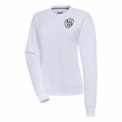 Milwaukee Brewers Antigua Women's Brushed Metallic Victory Pullover Sweatshirt - White Pullover