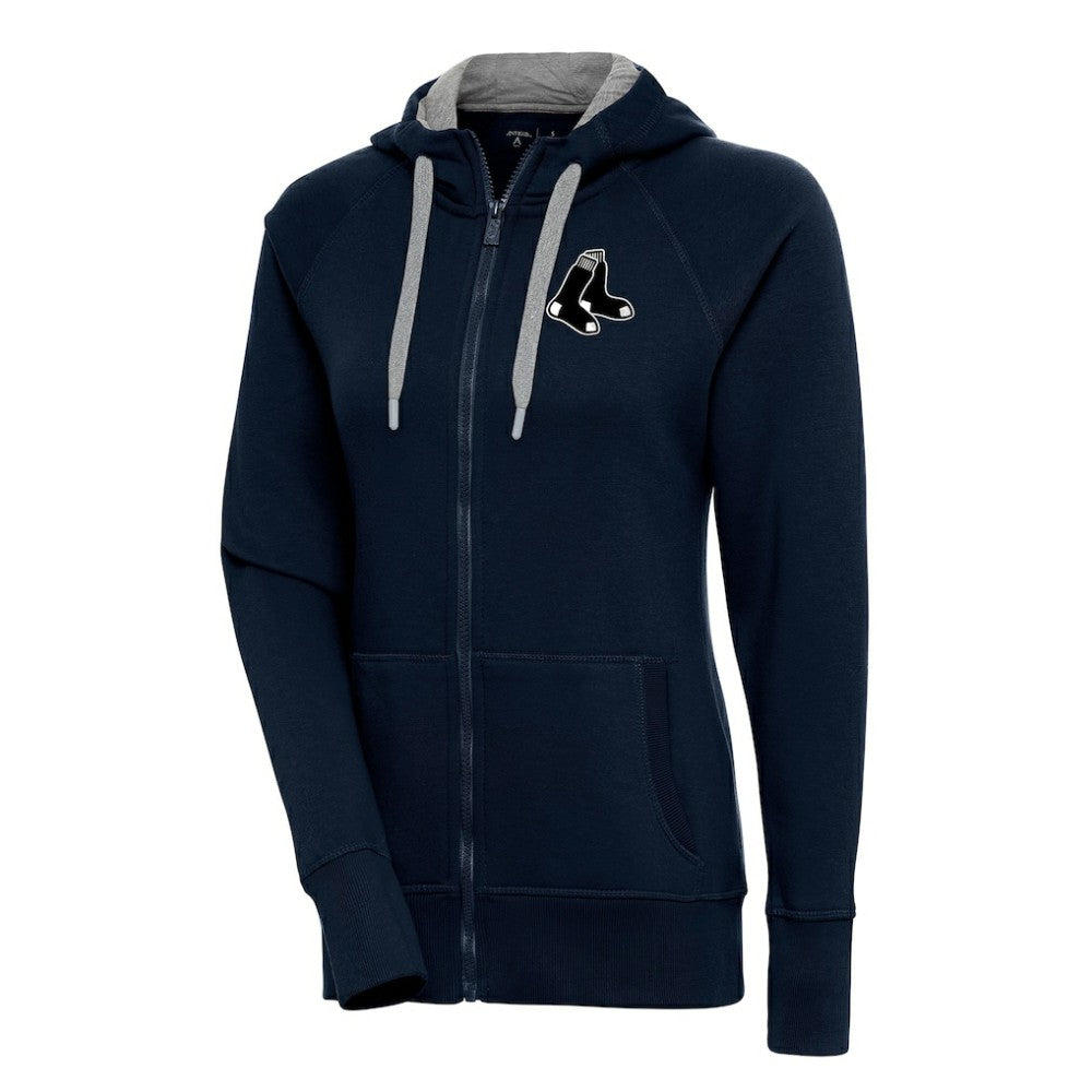Boston Red Sox Antigua Women's Brushed Metallic Victory Full-Zip Hoodie - Navy Hoodies