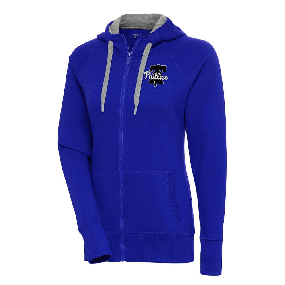 Philadelphia Phillies Antigua Women's Brushed Metallic Victory Full-Zip Hoodie - Royal Hoodies