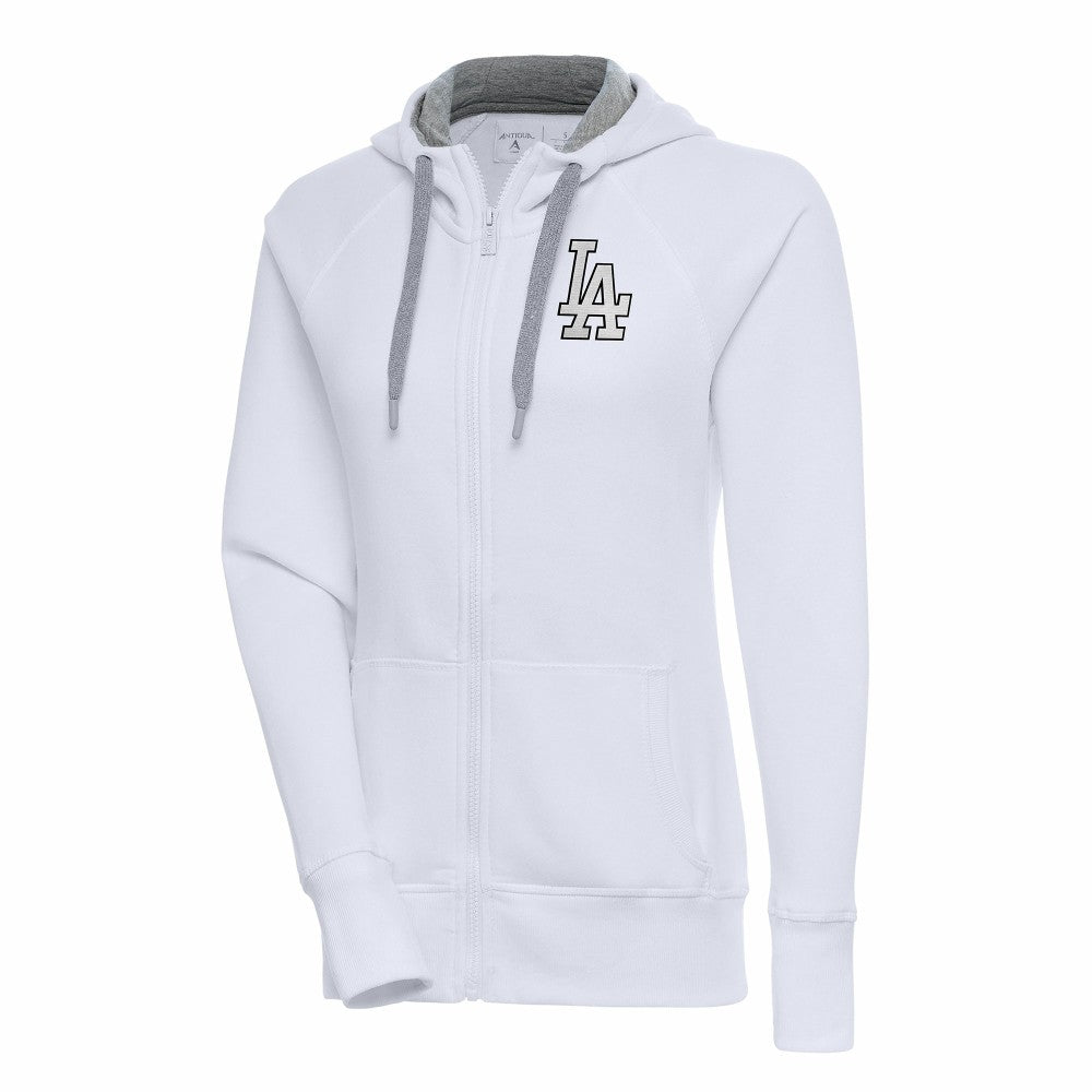 Los Angeles Dodgers Antigua Women's Brushed Metallic Victory Full-Zip Hoodie - White Hoodies