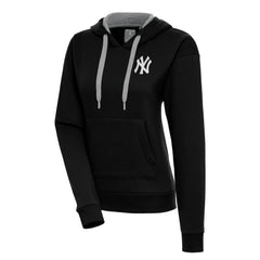 New York Yankees Antigua Women's Brushed Metallic Victory Pullover Hoodie - Black Hoodies