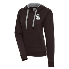San Diego Padres Antigua Women's Brushed Metallic Victory Pullover Hoodie - Brown Hoodies