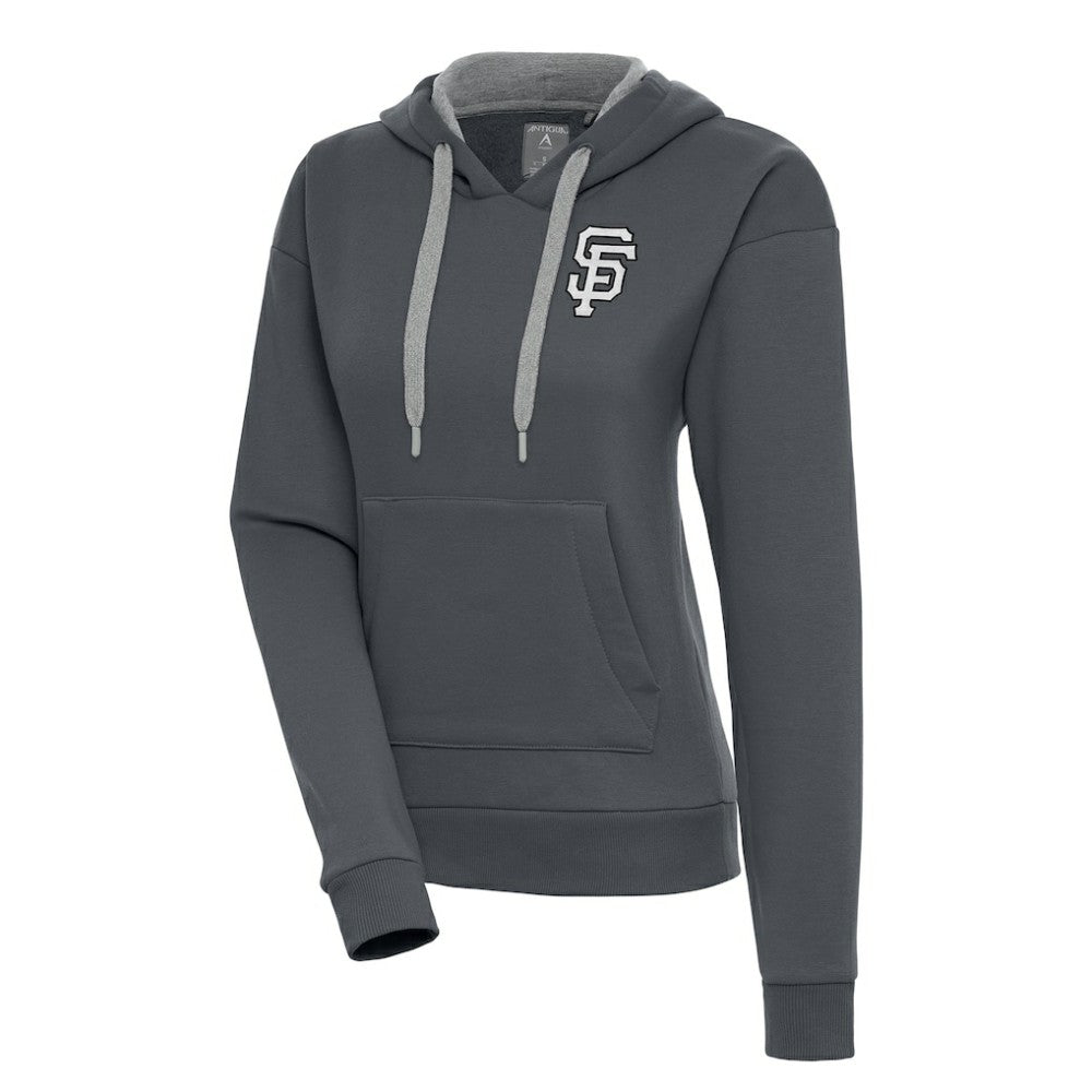 San Francisco Giants Antigua Women's Brushed Metallic Victory Pullover Hoodie - Charcoal Hoodies