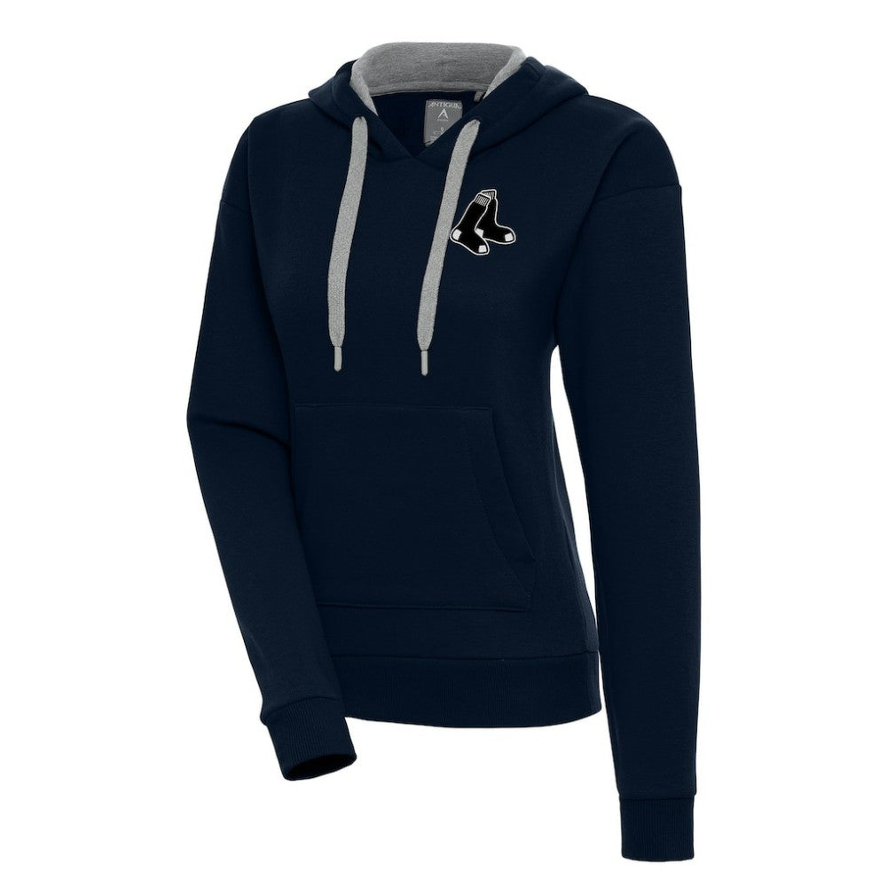 Boston Red Sox Antigua Women's Brushed Metallic Victory Pullover Hoodie - Navy Hoodies