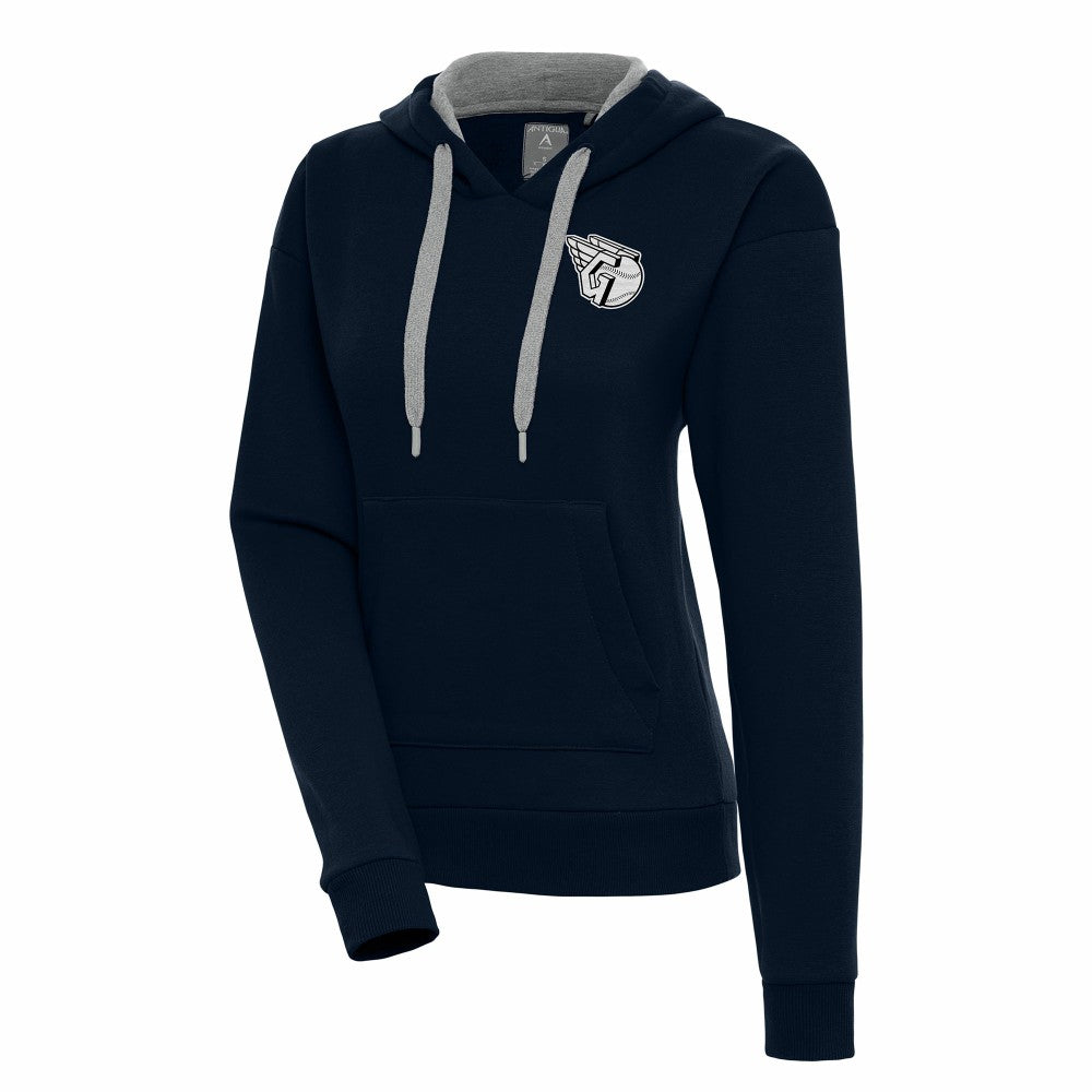 Cleveland Guardians Antigua Women's Brushed Metallic Victory Pullover Hoodie - Navy Hoodies