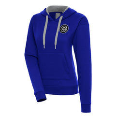 Chicago Cubs Antigua Women's Brushed Metallic Victory Pullover Hoodie - Royal Hoodies