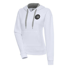 Chicago Cubs Antigua Women's Brushed Metallic Victory Pullover Hoodie - White Hoodies