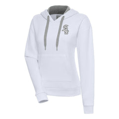 Chicago White Sox Antigua Women's Brushed Metallic Victory Pullover Hoodie - White Hoodies