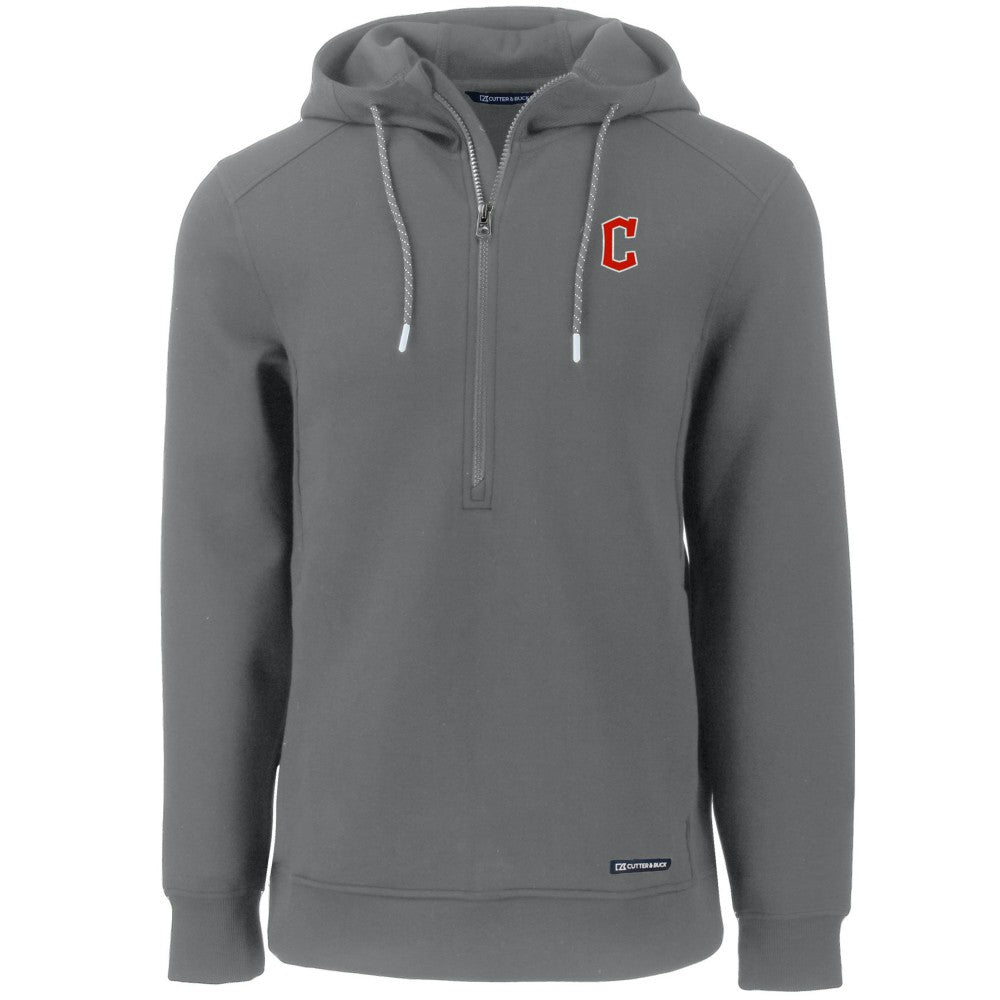 Cleveland Guardians Cutter & Buck Roam Eco Half-Zip Recycled Pullover Hoodie - Gray Hoodies