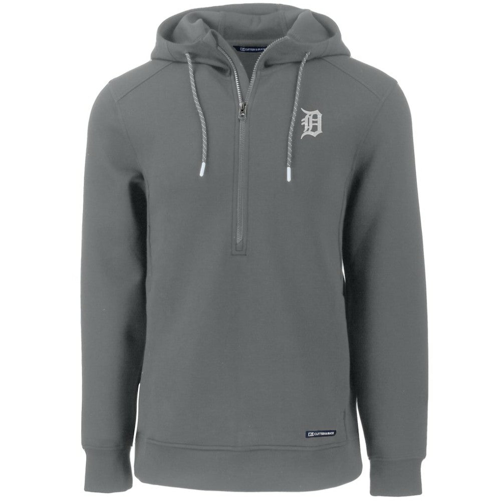 Detroit Tigers Cutter & Buck Roam Eco Half-Zip Recycled Pullover Hoodie - Gray Hoodies