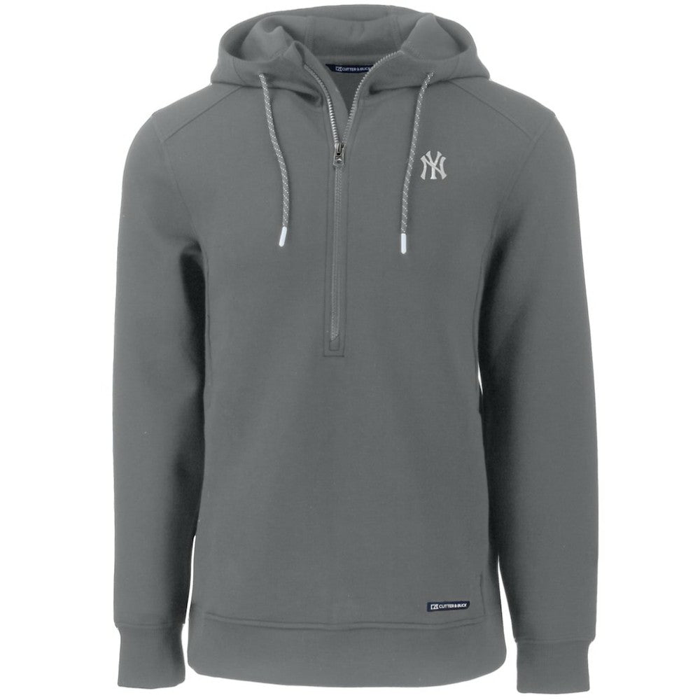 New York Yankees Cutter & Buck Roam Eco Half-Zip Recycled Pullover Hoodie - Gray Hoodies