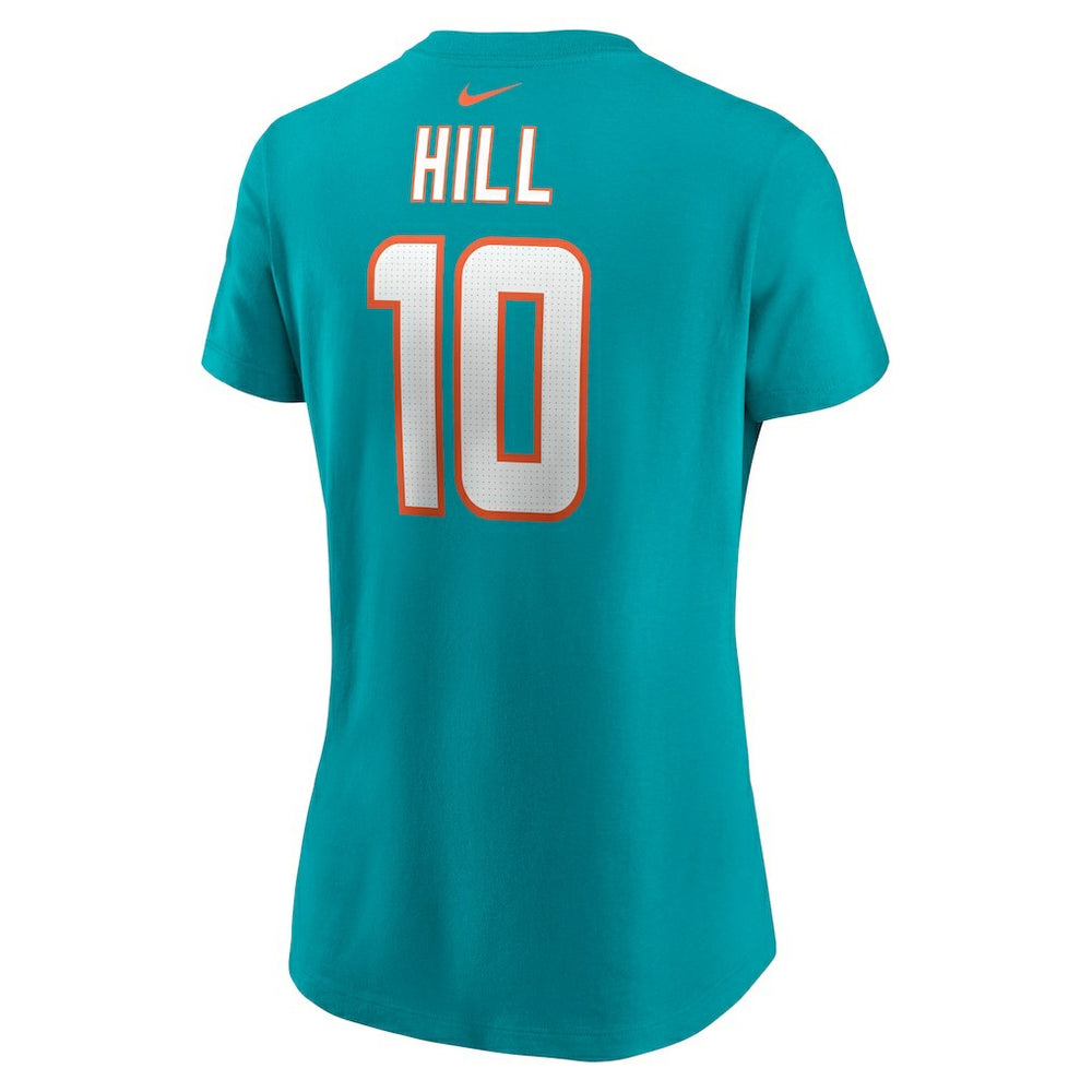 Tyreek Hill Miami Dolphins Women's Player Name & Number T-Shirt Aqua
